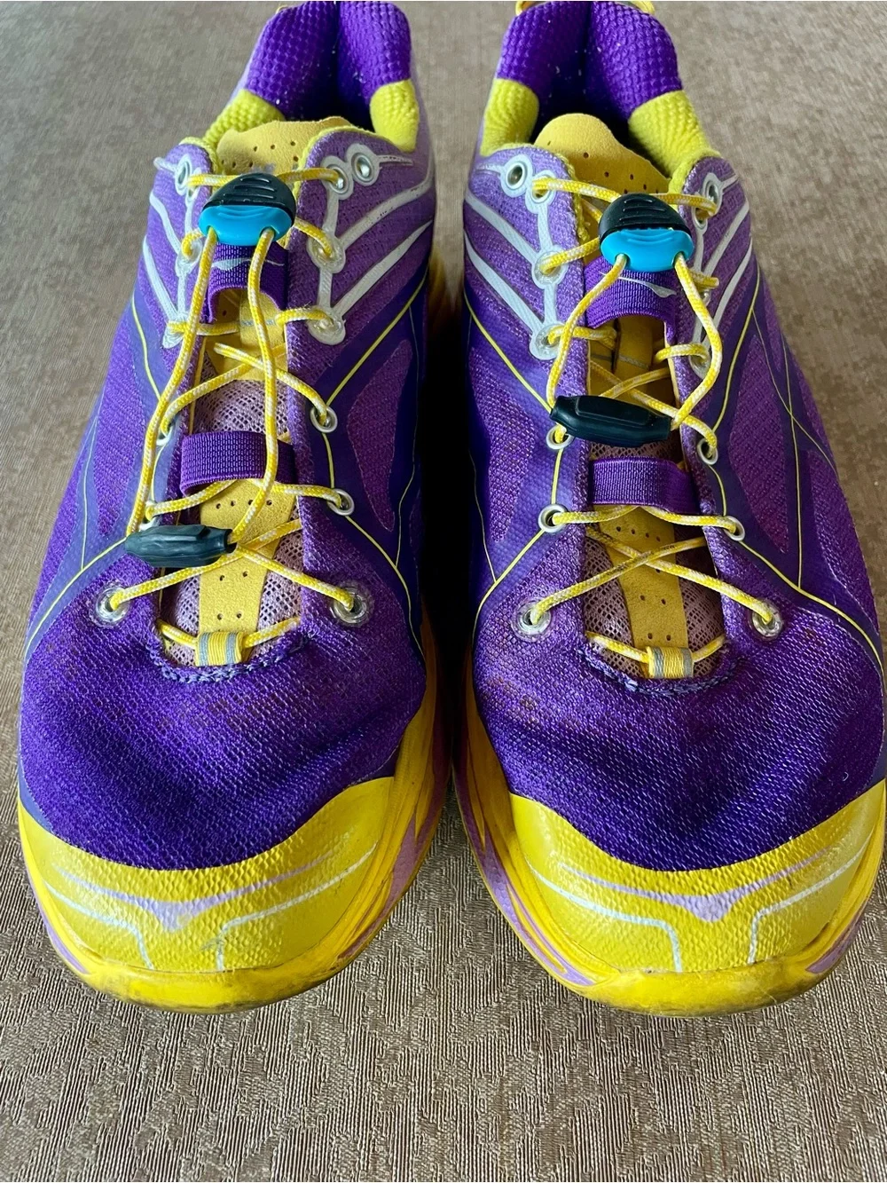 Hoka One One Women's Purple and Yellow Running Sneakers size 9